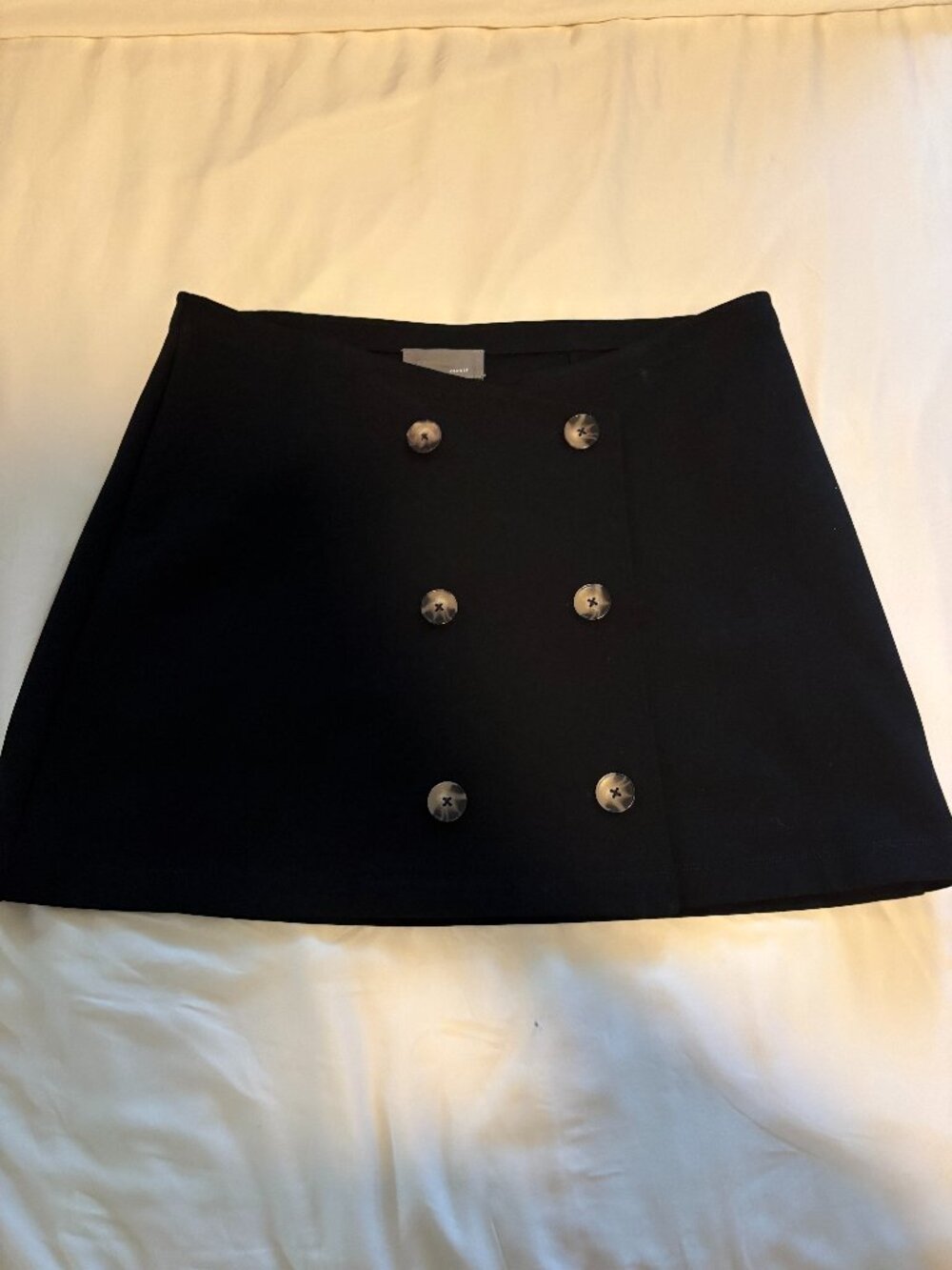 NWT By Anthropologie Black Button Front Mini Skirt Size Large
